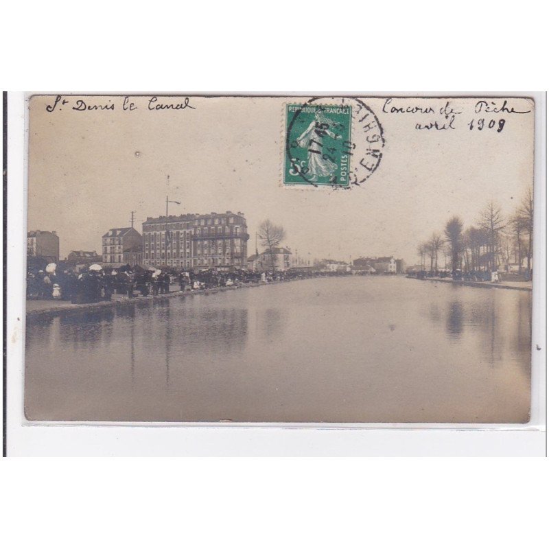 SAINT DENIS : carte photo du concours de pêche en 1908 - très bon état