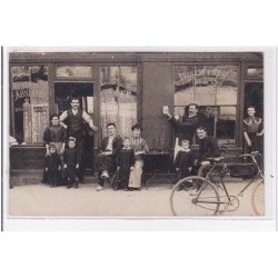 COURBEVOIE : carte photo du café BOUDIER (Absinthe) - bon état (timbre abimé)