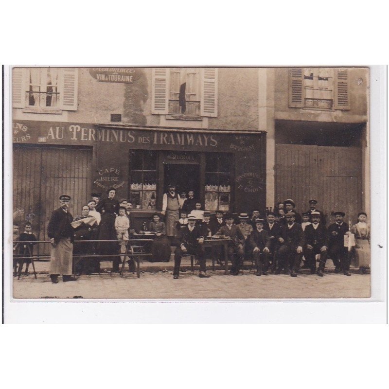 FONTENAY AUX ROSES : carte photo du café """"au terminus du tramway"""" - très bon état FONTENAY AUX ROSES : carte photo du café """"au terminus du tramway"""" - très bon état
