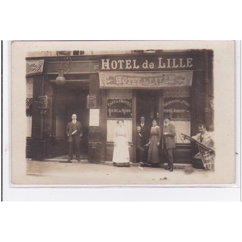 ROUEN : carte photo de l'Hotel de Lille au 27 rue Lafayette vers 1920 - très bon état