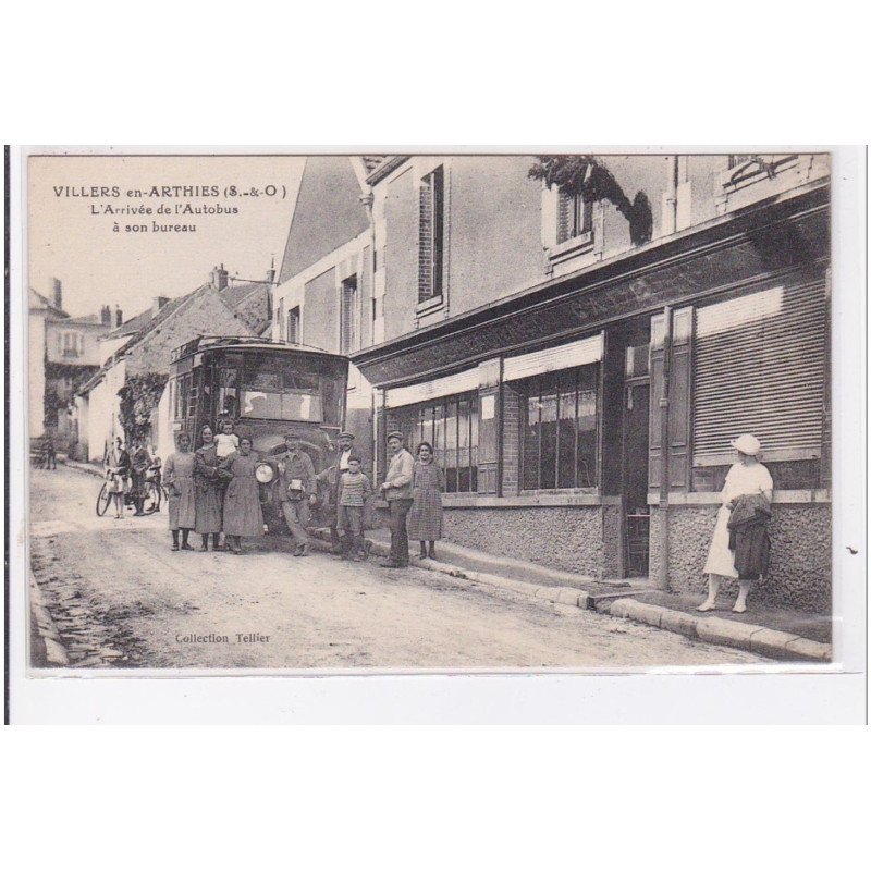 VILLERS EN ARTHIES : l'arrivée de l'autobus à son bureau - très bon état