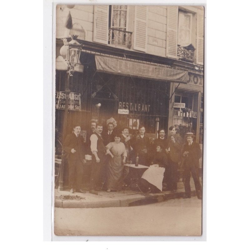 PARIS 5ème : carte photo du café à l'angle des rues Descartes et Thouin - très bon état