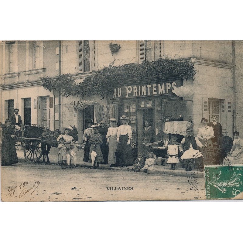 VILLAINES : Devanture du Magasin """"Au Printemps"""" - état