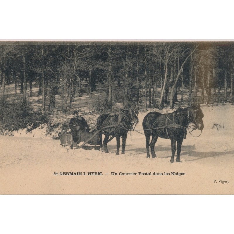 St-GERMAIN-L'HERM : Un Courrier Postal dans les Neiges - très bon état