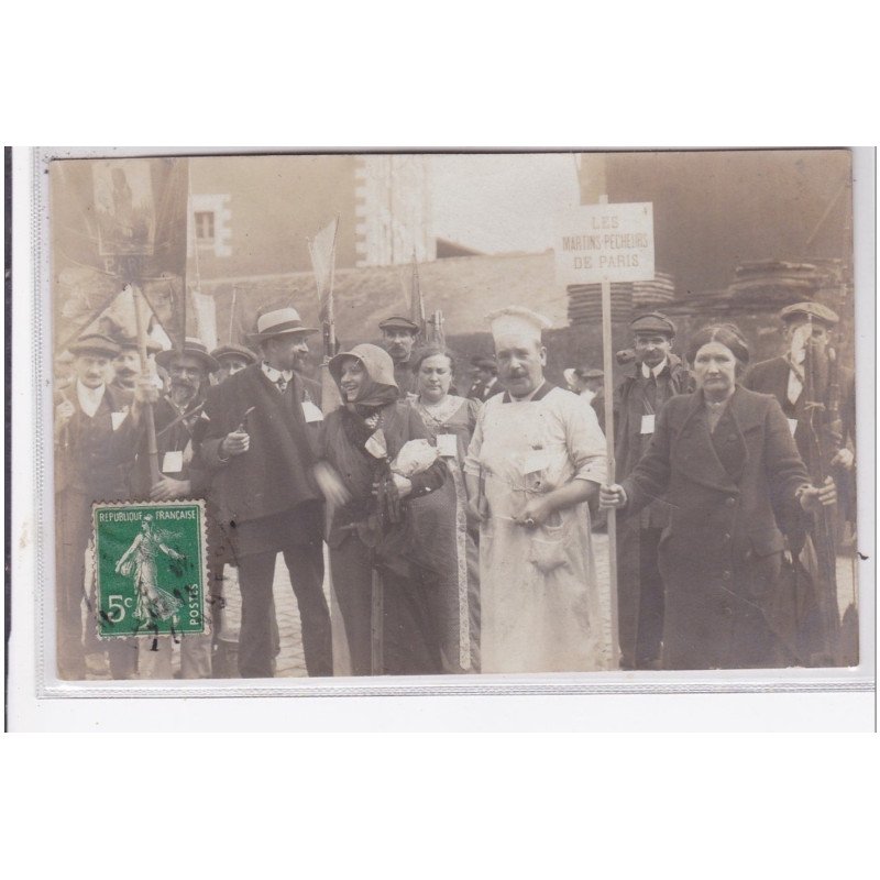 BAGNOLET : carte photo des """"Martins-Pêcheurs de Paris"""" - concours de pêche vers 1910 - très bon état