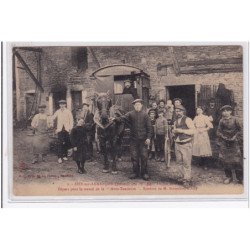 AISY SUR ARMANCON : départ pour le travail de la """"Moto-Tondeuse"""" de monsieur Schouber - bon état (un petit pli d'a