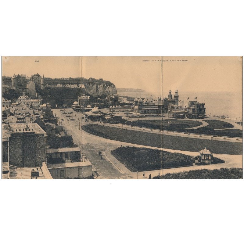 Carte Panoramique - DIEPPE - Vue générale sur le Casino (28x15) - état Carte Panoramique - DIEPPE - Vue générale sur le Casino (28x15) - état