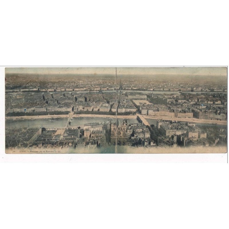 Carte Panoramique - LYON - Panorama pris de Fourvière (28x11) - état