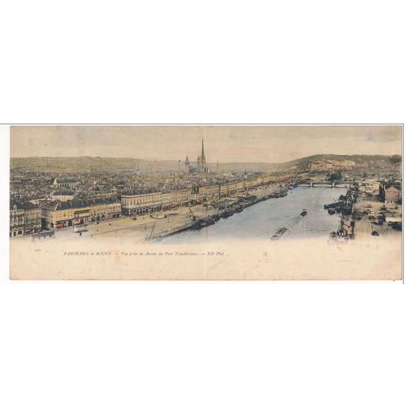 Carte Panoramique - ROUEN - Vue prise en Amont du Pont Transbordeur (28x11) - très bon état
