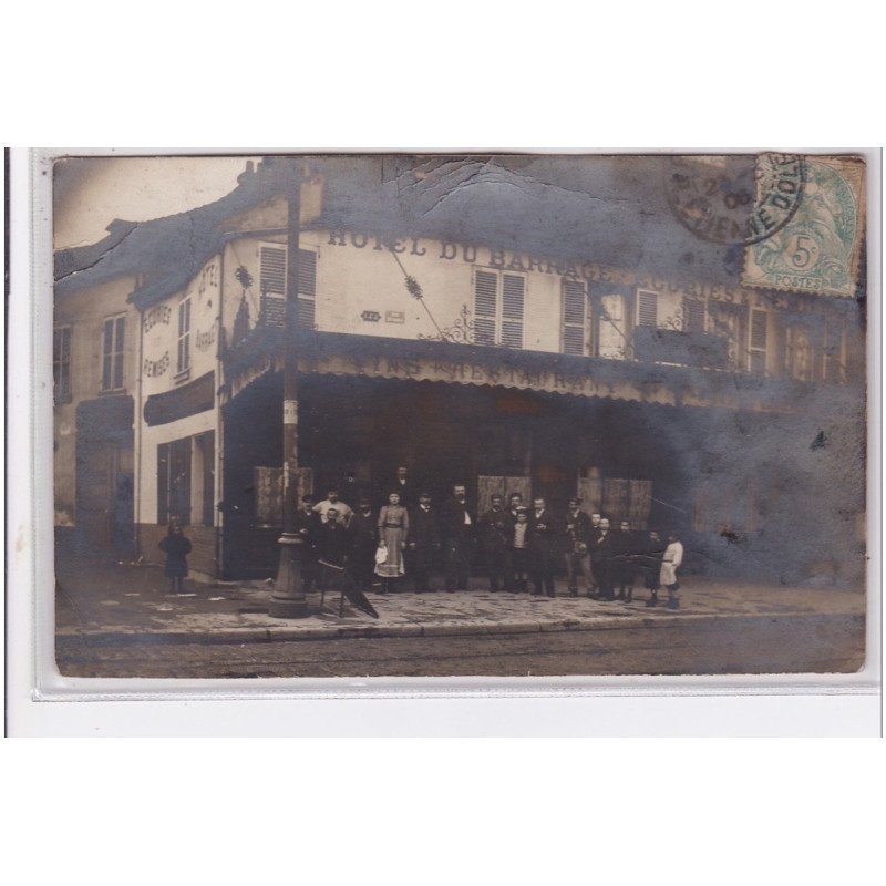 SAINT DENIS : carte photo de l'Hotel du Barrage (rue de Paris) vers 1910 - très bon état