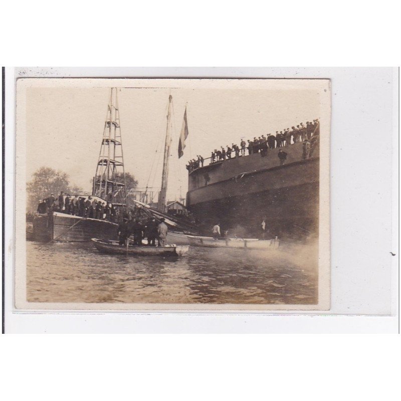 BORDEAUX : carte photo du lancement du bateau """"le Languedoc"""" - bon état (coupée)