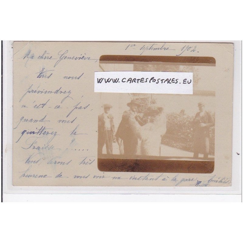A localiser mais dans la Loire : carte photo d'un montreur d'ours vers 1900 - bon état (un coin plié)