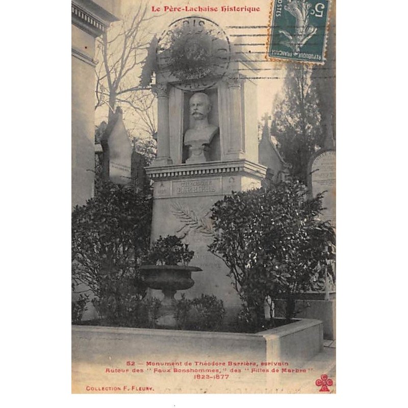 PARIS : FLEURY cimetiere père-lachaise 20e monument de Theodore Barriere - tres bon etat