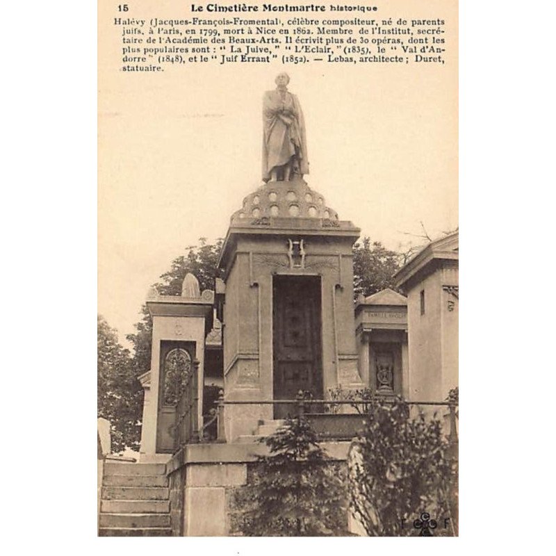 PARIS : FLEURY cimetiere père-lachaise 20e Jacques-Francois-Fromental Halévy celebre compositeur - tres bon etat