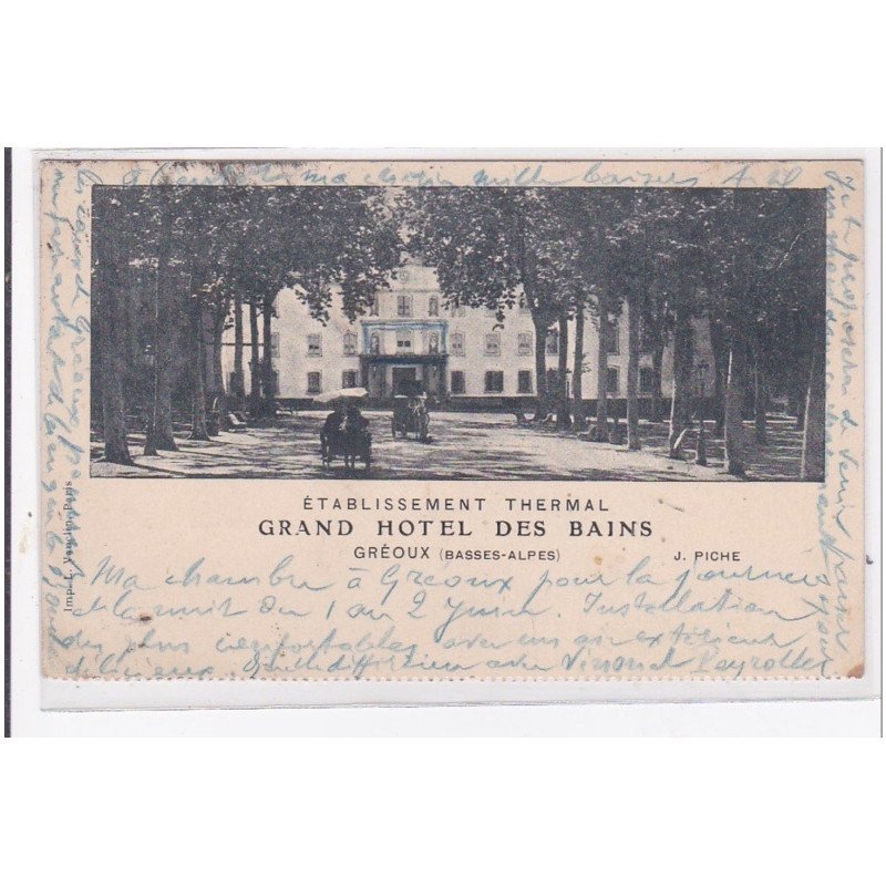 GREOUX : etablissement thermal grand hotel des bains - tres bon etat