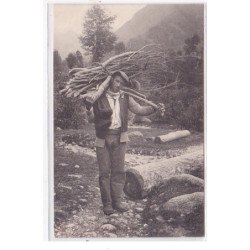 AULUS : paysant transportant du bois - tres bon etat