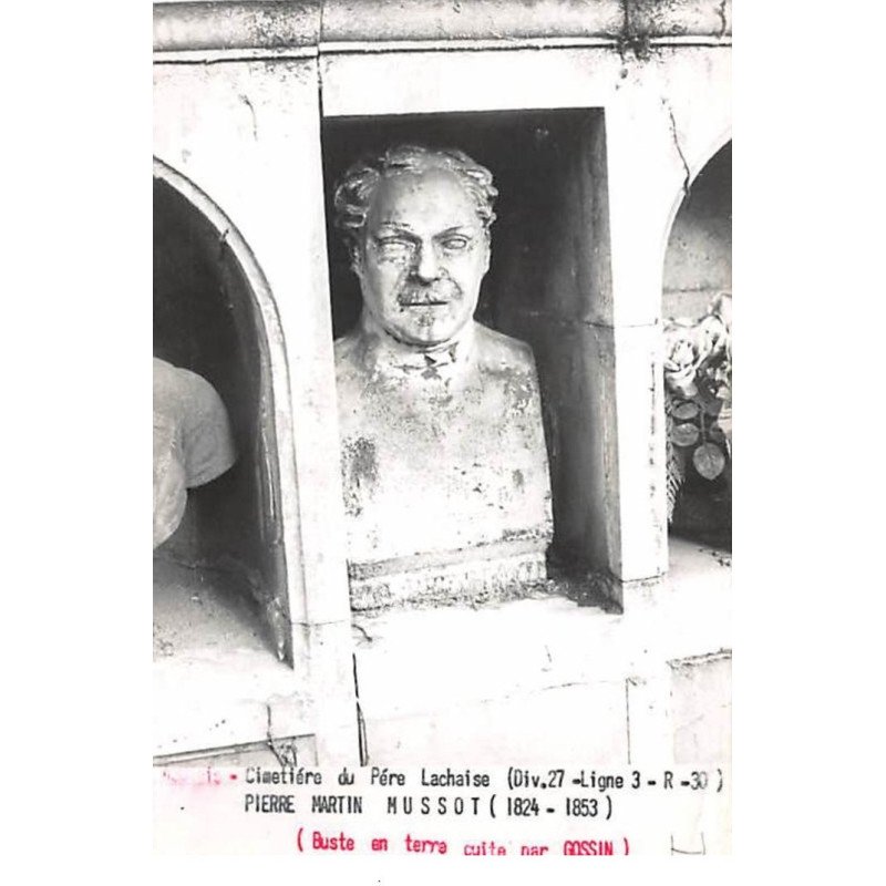 PARIS : cimetiere saint-pierre 18e pierre martin mussot buste en terre cuite par gossin - tres bon etat PARIS : cimetiere saint-pierre 18e pierre martin mussot buste en terre cuite par gossin - tres bon etat