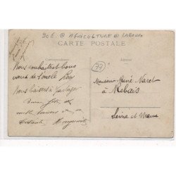 SEINE et MARNE (?) : agriculteur, labour - tres bon etat