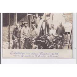 NANTERRE : carte photo de l'installation d'un moteur Dupleix à la briquetterie Brachot vers 1910 - bon état (traces dos)