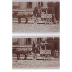PARIS : lot de 2 cartes photo d'un attelage des chemins de fer de l'Ouest vers 1910 - très bon état