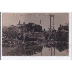 HERLISHEIM : carte photo d'un accident de train en 1909 - bon état (trous de punaise)