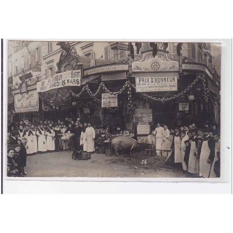 Paris : carte photo de la boucherie au 51 avenue d'Orleans (AUBERT) - très bon état