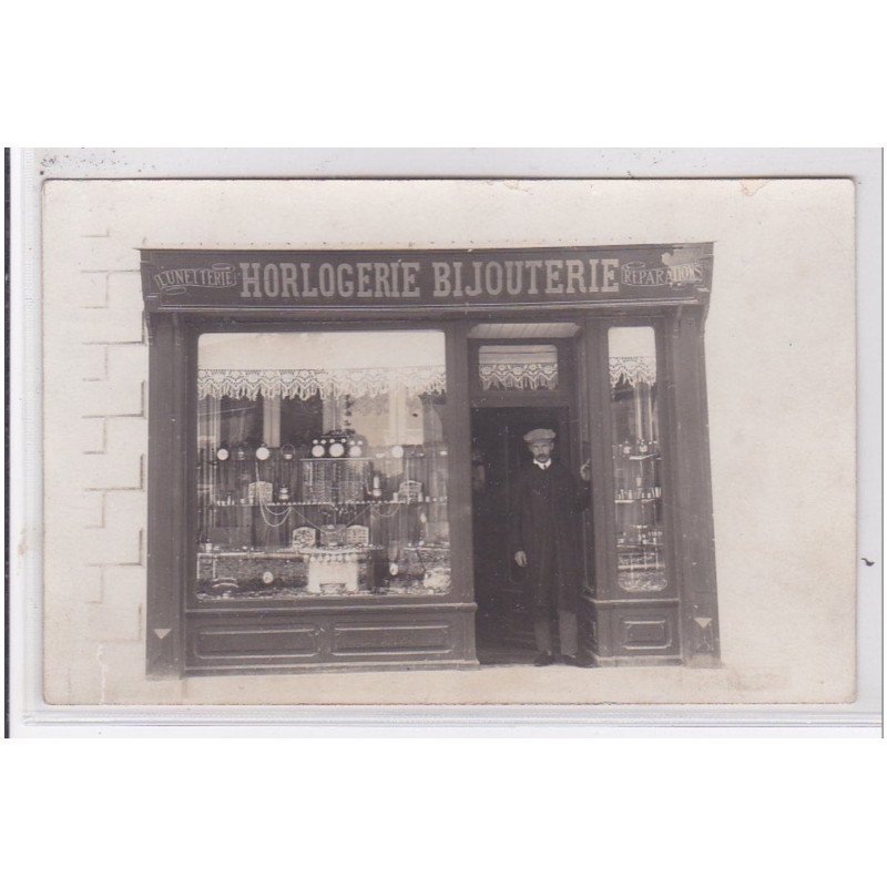 MERVANS : carte photo de la lunetterie horlogerie bijouterie en 1927 - très bon état