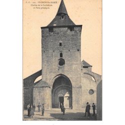 ORLONS-Ste-MARIE : clocher de la cathedrale et porte principale - tres bon etat