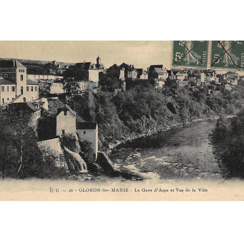 ORLONS-Ste-MARIE : le gave d'aspe et vue de la ville - tres bon etat