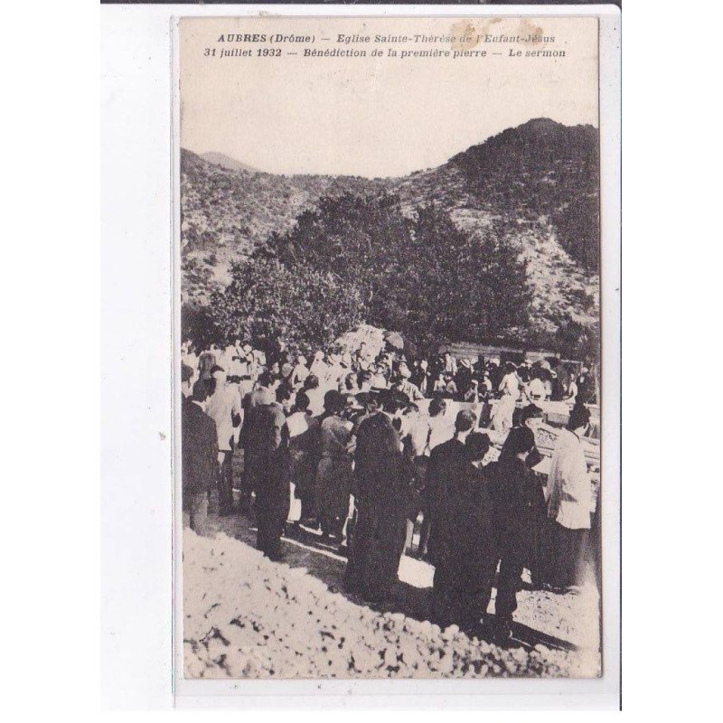 AUBRES: église sainte-thérèse de l'enfant-jésus, bénédiction de la première pierre - très bon état