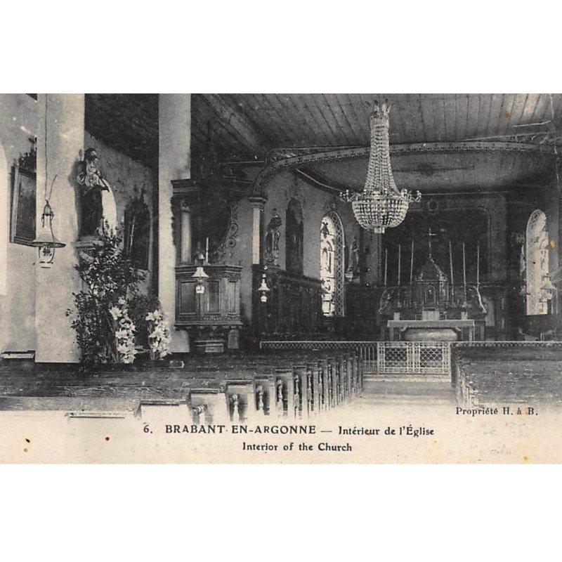 BRABANT-en-ARGONNE : interieur de l'eglise - tres bon etat