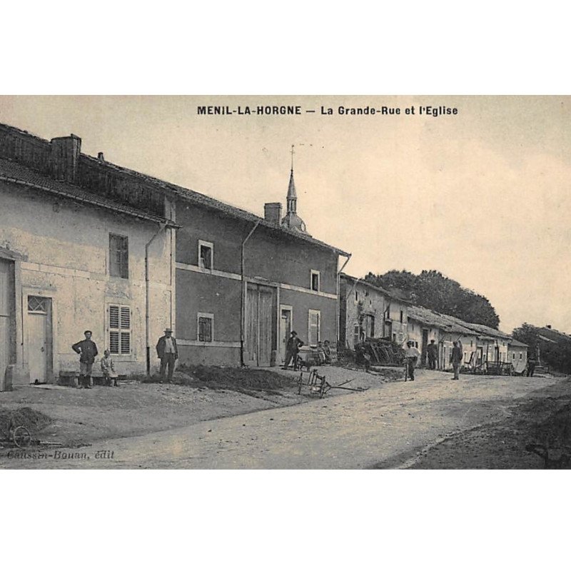 MENIL-LA-HORGNE : la grande-rue et l'eglie - tres bon etat