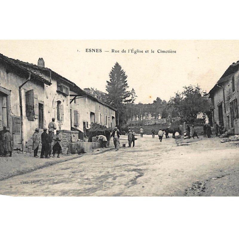 ESNES : rue de l'eglise et le cimetiere - tres bon etat