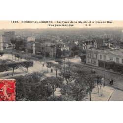 NOGENT-sur-MARNE : la place de la mairie et la grande rue vue panoramique - tres bon etat