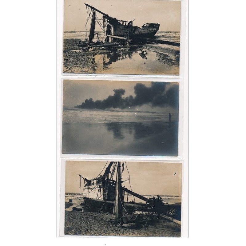 FRANCE : 3 CPA, bateau échoué, naufrage, objectif lacour berthiot - tres bon etat