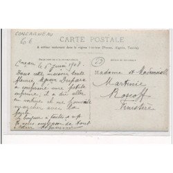 CONCARNEAU : carte photo de la visite de Monseigneur Duparc chez une infirme (voir texte) vers 1900 - tres bon etat