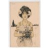 KIRCHNER RAPHAEL : D30 signées, femme avec bouquet - tres bon etat