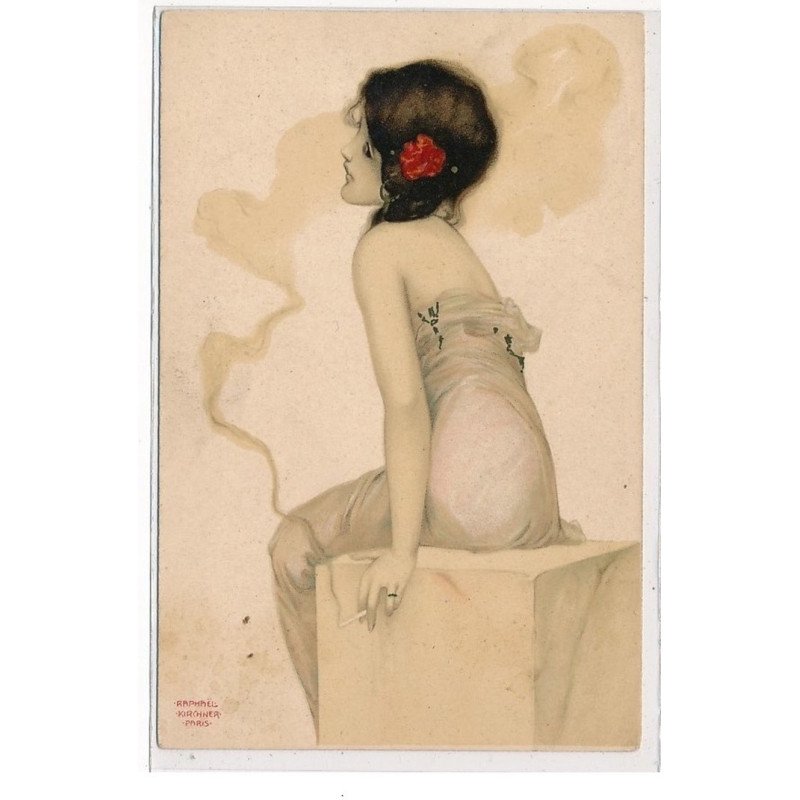 KIRCHNER RAPHAEL : E9 signées, femme fumant la cigarette - tres bon etat