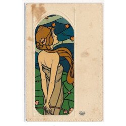KIRCHNER RAPHAEL : E12 signées, femme (Vitraux)- etat