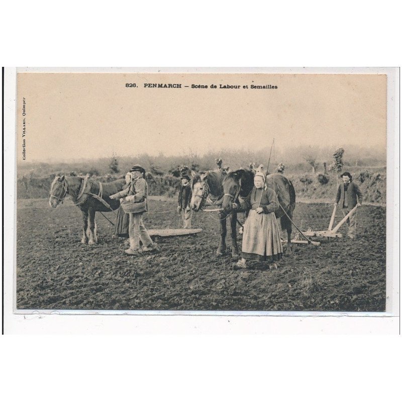 PENMARCH : scene de labour et semailles - tres bon etat