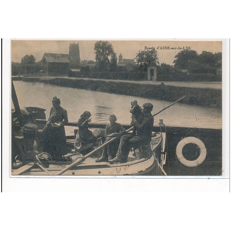 AIRE-sur-la-LYS : bassin, canal, peniche, personnages - tres bon etat