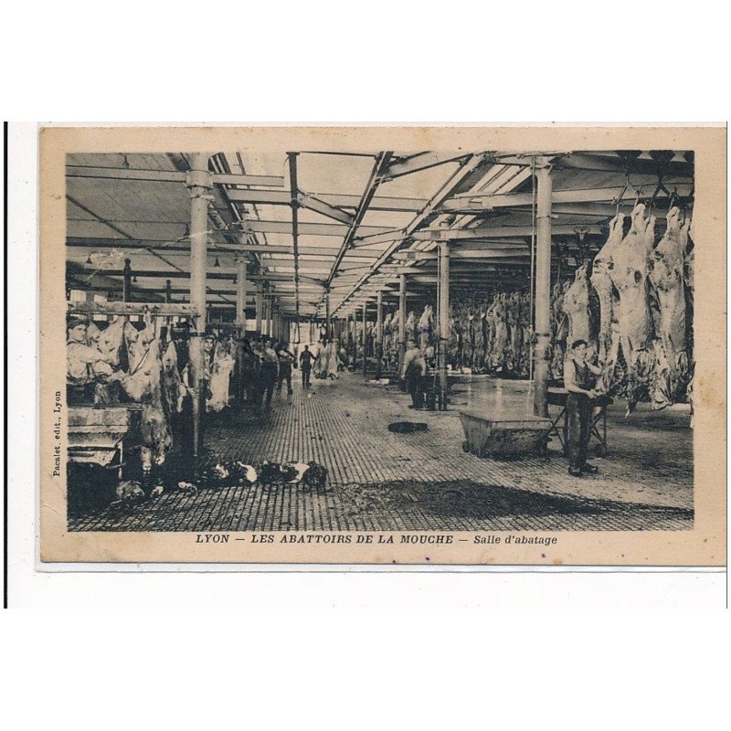 LYON : les abattoires de la mouche, salle d'abatage, adrien desplaces, commissionnaire en bestiaux - etat