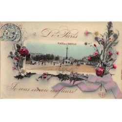 PARIS - De Paris je vous envoie ces Fleurs - Place de la Bastille - très bon état
