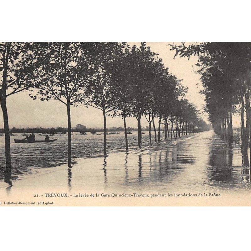 TREVOUX : la levée de la gare quincieux-trevoux pendant les inondations de la saone - tres on etat