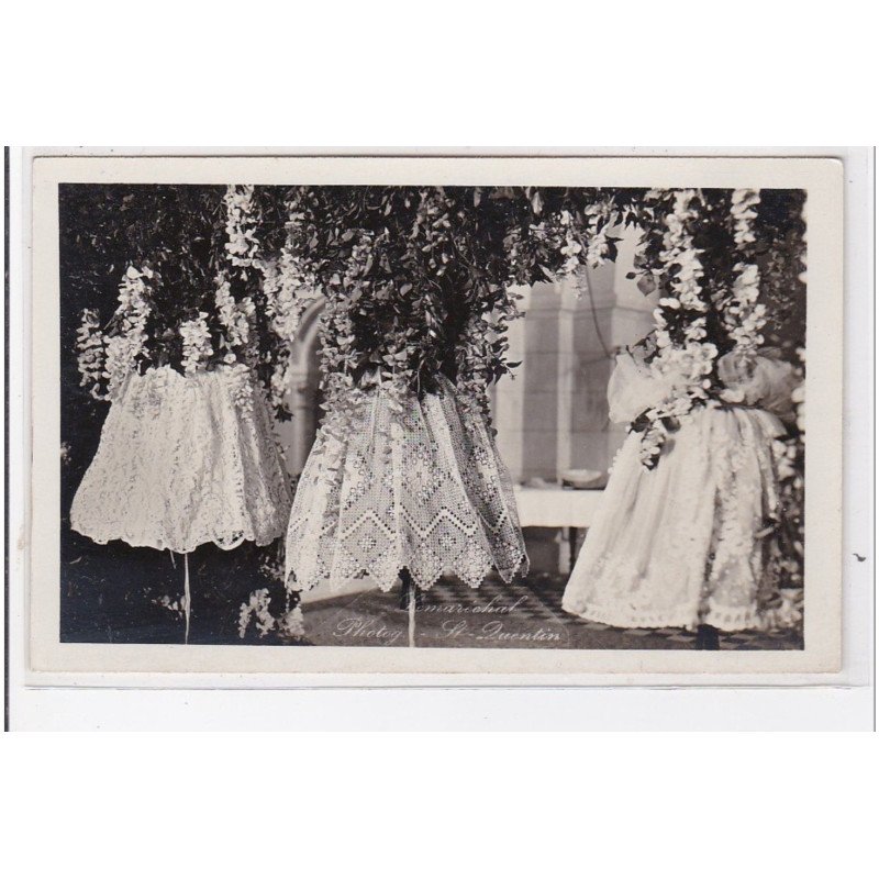 SAINT QUENTIN : carte photo (dentelle - fleurs) (photo LEMARECHAL) - tres bon etat