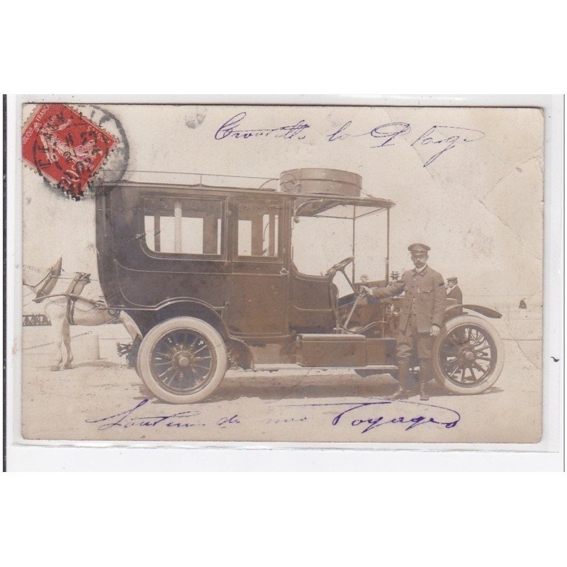 TROUVILLE : carte photo d'une automobile vers 1900 - bon état (nom rayé au dos) TROUVILLE : carte photo d'une automobile vers 1900 - bon état (nom rayé au dos)