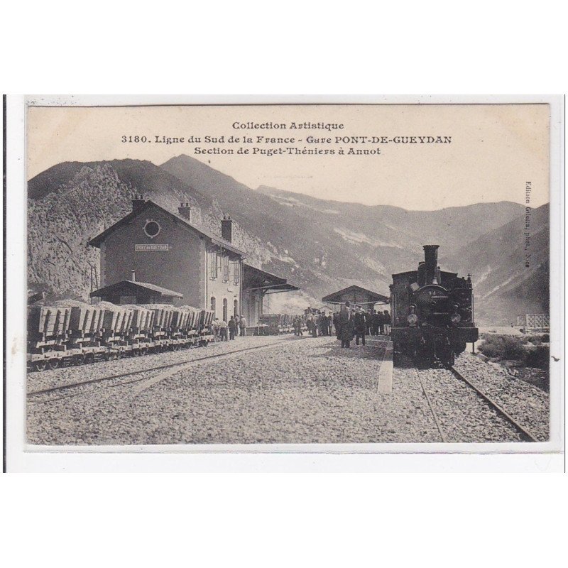 PONT-de-GUEYDAN : ligne du sud de la france gare pont-de-gueydan section de puget-theniers à annot - très bon état