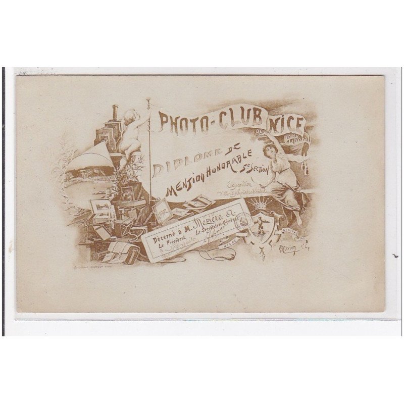 NICE : photo-club diplôme mention honorable - très bon état