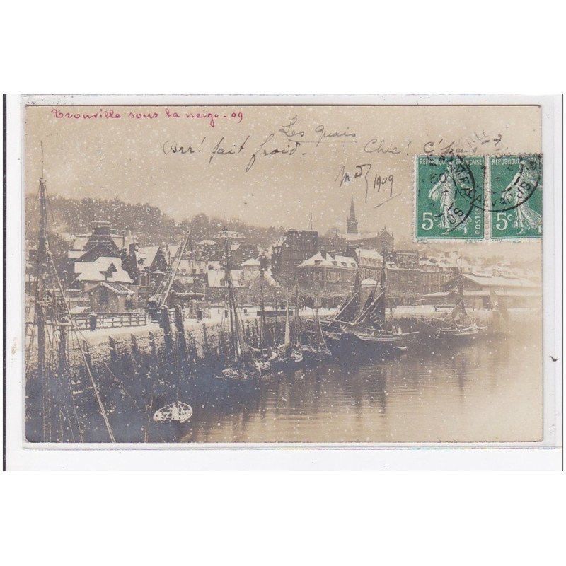 TROUVILLE : sous la neige, vue de la ville et des quais - très bon état