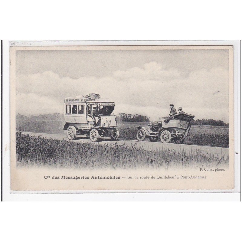 PONT-AUDEMER : Cie des messageries automobiles sur la route de quillebeuf - très bon état